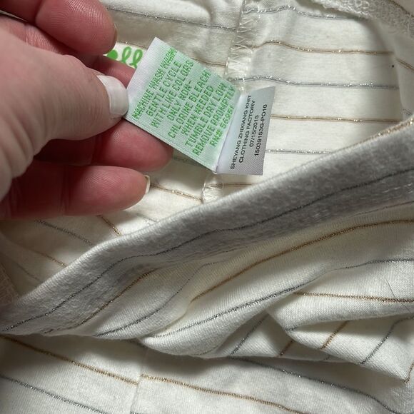 White Metallic Striped Leggings - Picture 7 of 11